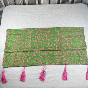 J Francis Green and Pink Patterned Scarf or Coverup with Tassels